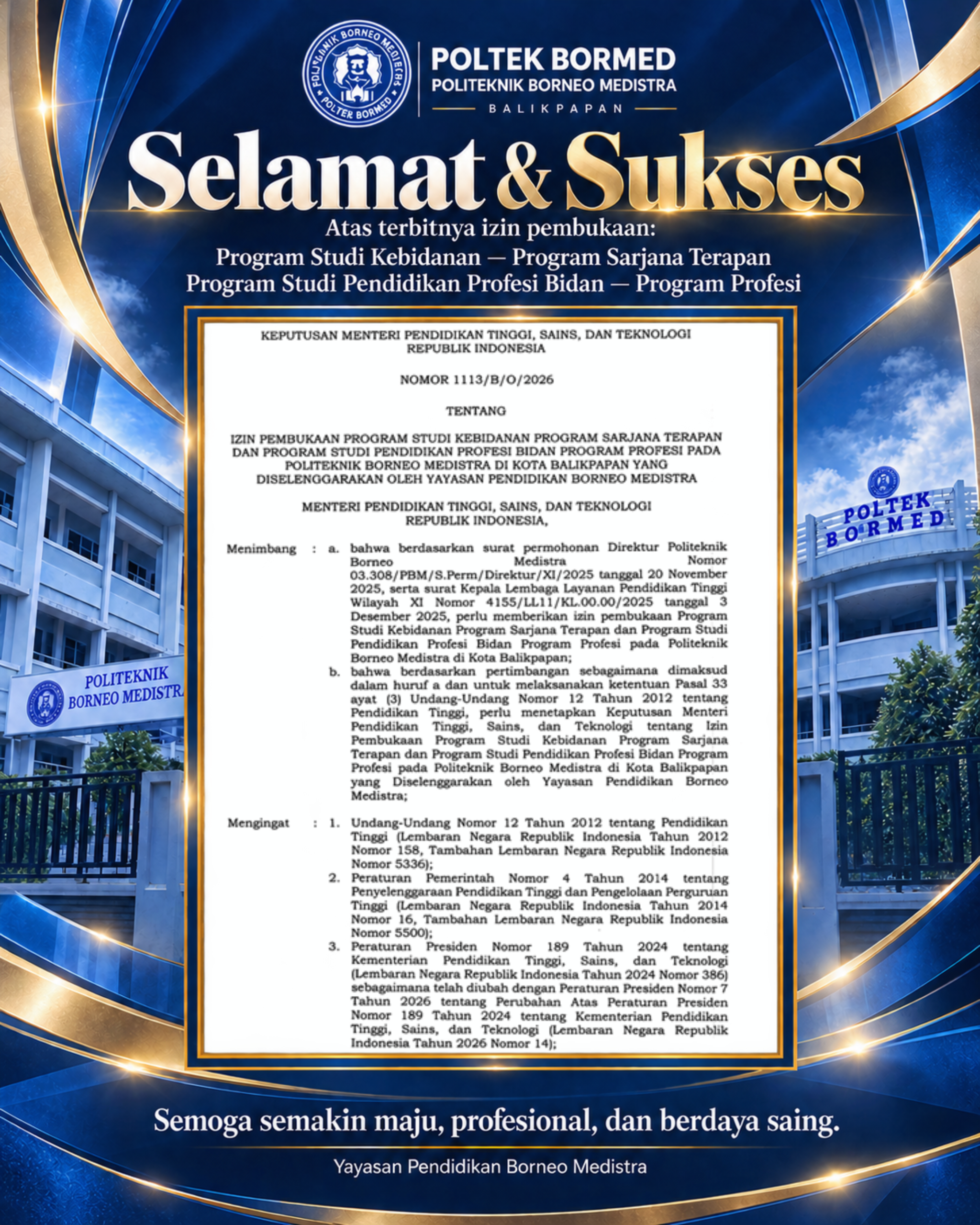 Salinan SK Nomor 1113/B/O/2026 halaman 1